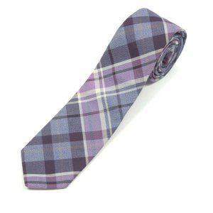 STEVEN ALAN Dashing! Purple Plaid Preppy Mens Cotton Skinny Neck Tie